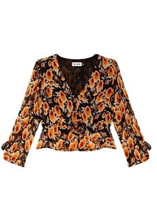 RIXO Willow V-Neck Ruffled Mix Blouse Top In Sienna Starlet Floral