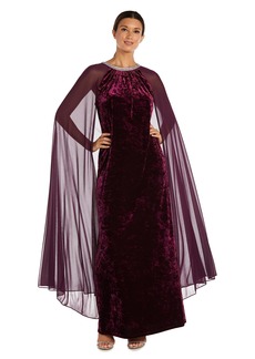 R&M Richards Women's Plus Size Velvet Capelet Dress