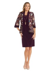 R&M Richards Womens Floral Print Knee-Length Two Piece Dress Purple