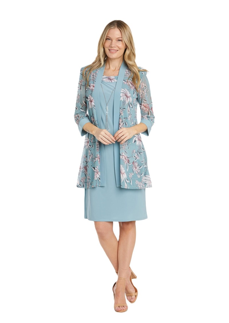 R&M Richards Womens Plus 2PC Jacket Two Piece Dress Blue 20W