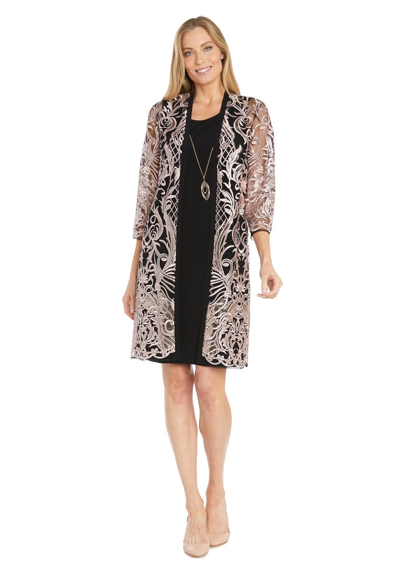 R&M Richards Women's Jacket Dress W/Embroidery & Sequin