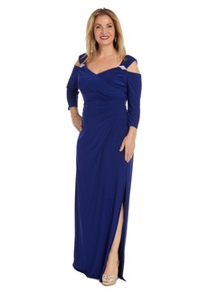 R&M Richards Women's Off The Shoulder Cutouts and Sweetheart Neckline Gown