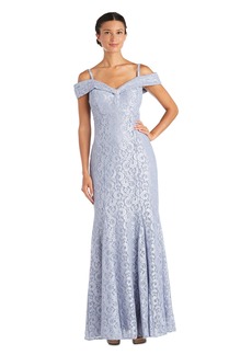 R&M Richards Womens Plus Empire Waist Glitter Formal Dress Blue 22W