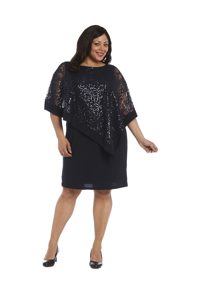 R&M Richards Womens Plus Sequined Popover Special Occasion Dress  20W