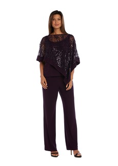 R&M Richards Women's Formal Poncho with Sequin Embellishments and Pants
