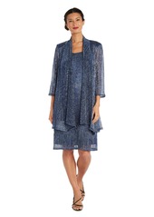 R&M Richards RM Richards Women's 2 Piece Metallic Knit Jacket Dress ( )