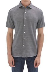 Robert Barakett Marvila Geo Print Short Sleeve Cotton Knit Button-Up Shirt