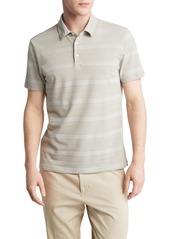 Robert Barakett Rocky Stripe Quarter Zip Cotton Polo in Olive at Nordstrom Rack