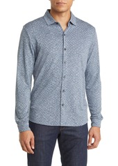 Robert Barakett Saldon Jacquard Knit Button-Up Shirt in Teal at Nordstrom Rack