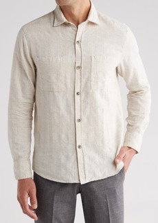 Robert Barakett Sunset Plaid Cotton & Linen Button-Up Shirt