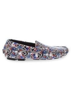 Robert Graham Anchor Floral Skull Leather Driving Loafers