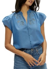 Robert Graham Mabel Embroidered Chambray Top