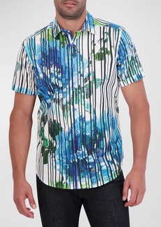 Robert Graham Men's Linen Floral-Print Short-Sleeve Shirt