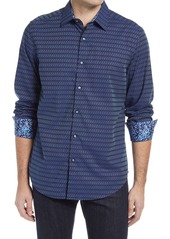 Robert Graham Cubist Classic Fit Dobby Stripe Button-Up Shirt in Navy at Nordstrom