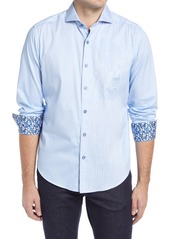 Robert Graham The Profile Regular Fit Stripe Button-Up Shirt in Light Blue at Nordstrom