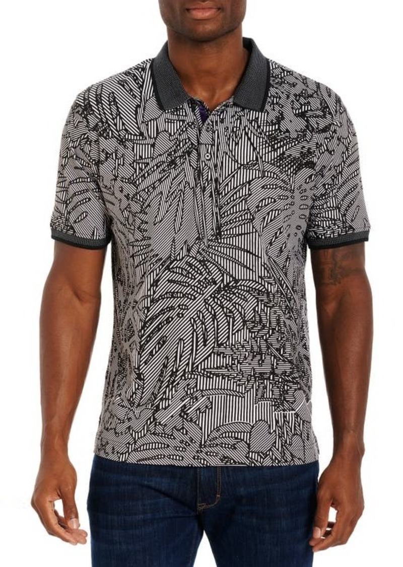 Robert Graham Barrier Island Short Sleeve Cotton Polo in Grey at Nordstrom