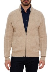 Robert Graham Bayswater Mix Stitch Zip Sweater in Oatmeal at Nordstrom