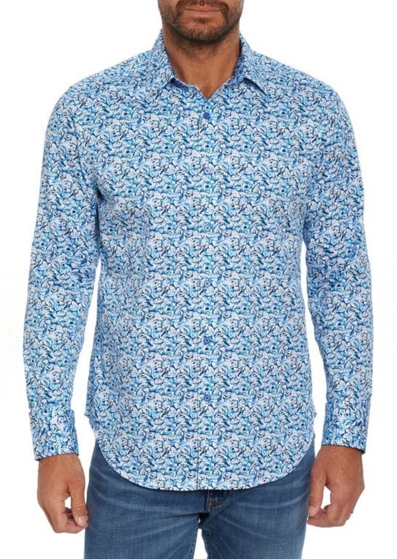 Robert Graham Bermuda Triangle Stretch Cotton Button-Up Shirt in Blue at Nordstrom