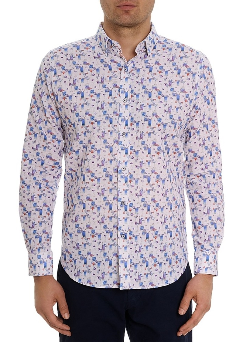 Robert Graham Blue Hawaiian Long Sleeve Button Front Shirt