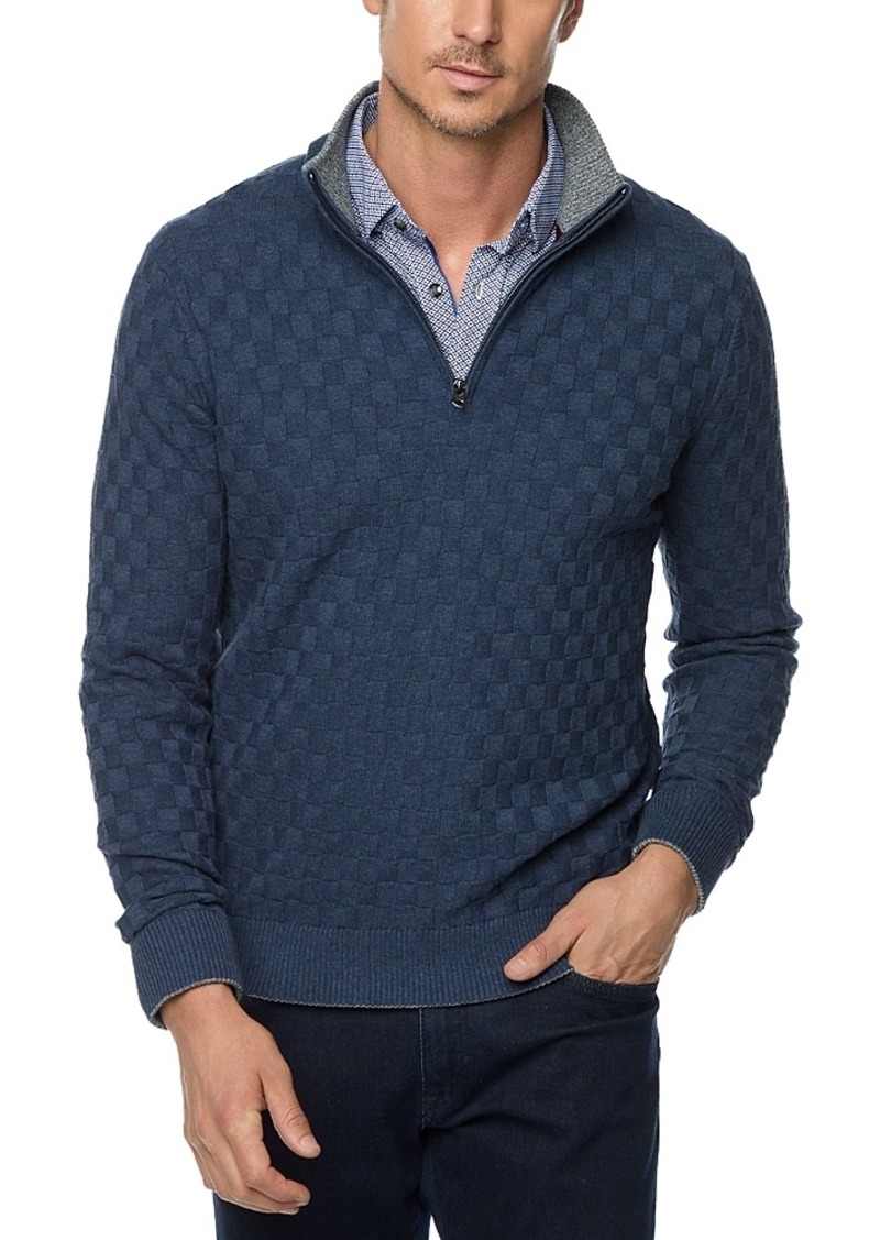 Robert Graham Gavino Cotton Check Classic Fit Quarter Zip Sweater