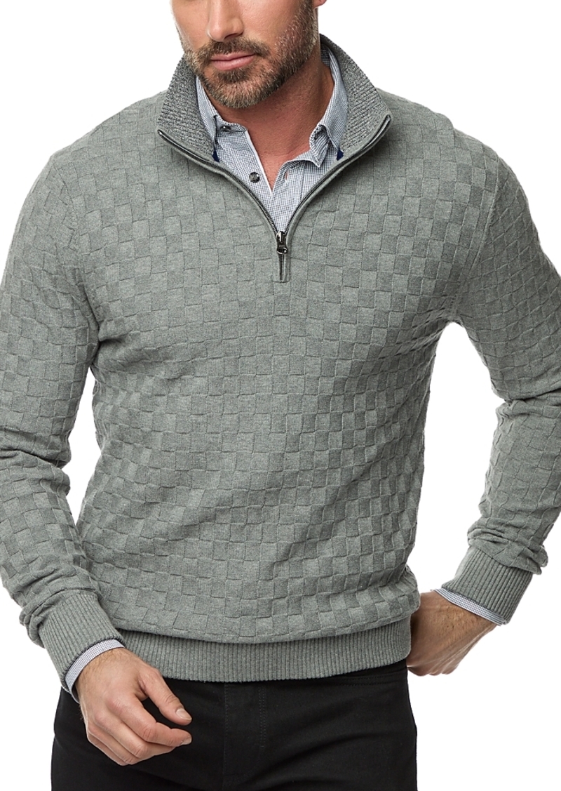 Robert Graham Gavino Cotton Check Classic Fit Quarter Zip Sweater