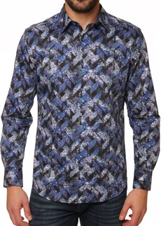 Robert Graham Halder Long Sleeve Cotton Shirt in Blue Multi at Nordstrom Rack