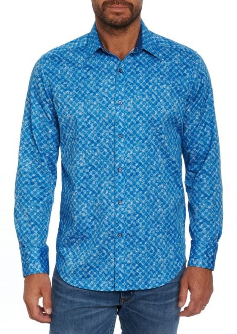 Robert Graham High And Dry Stretch Print Button-Up Shirt in Blue at Nordstrom