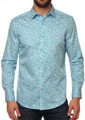 Robert Graham Madrone Long Sleeve Cotton Shirt in Teal at Nordstrom Rack