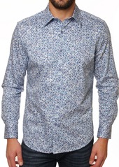 Robert Graham Madrone Long Sleeve Cotton Shirt in Teal at Nordstrom Rack