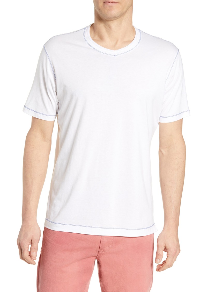 Robert Graham Maxfield Tailored Fit V-Neck T-Shirt in White at Nordstrom