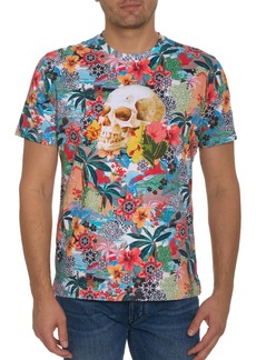 Robert Graham Men Tropical Skull Short Sleeve Knit Graphic T Shirt