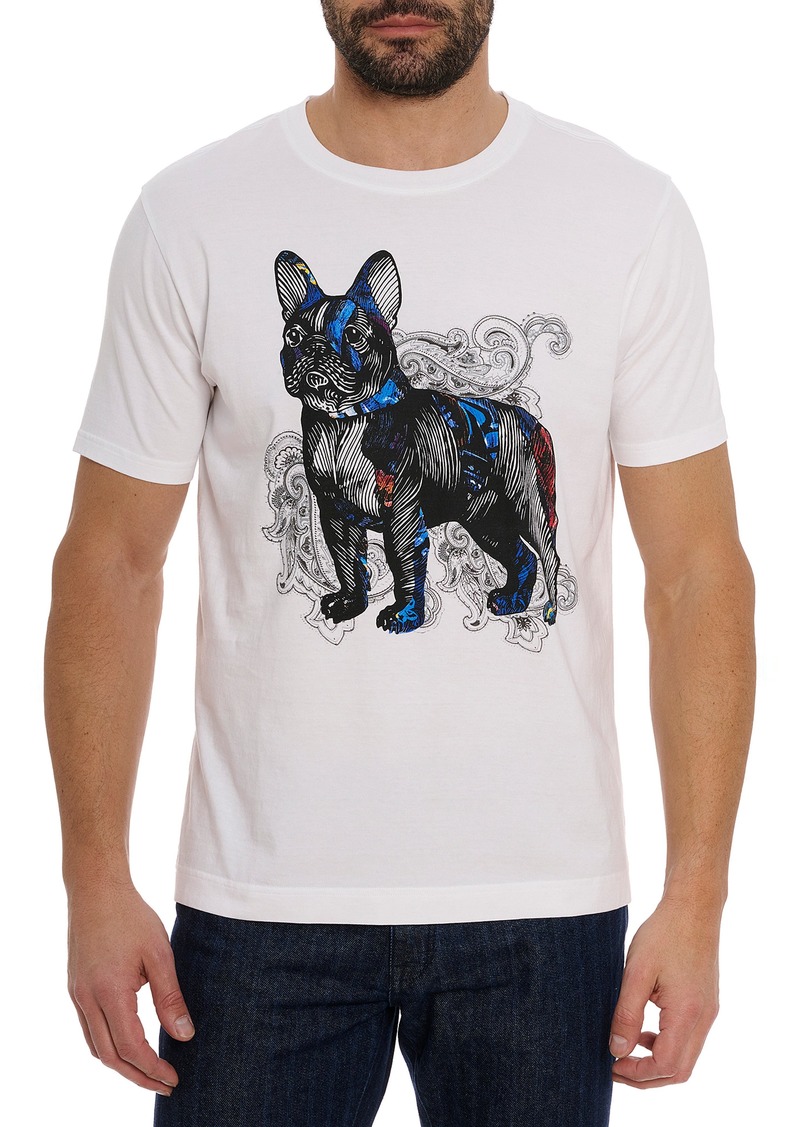 Robert Graham Paisley Frenchie Cotton Graphic T-Shirt in White at Nordstrom Rack