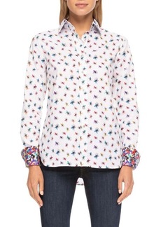 Robert Graham Priscilla Doodles Stretch Cotton Blouse in White at Nordstrom
