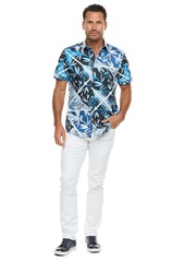 Robert Graham Robert Graham Blue Palm Short Sleeve Button Down Shirt