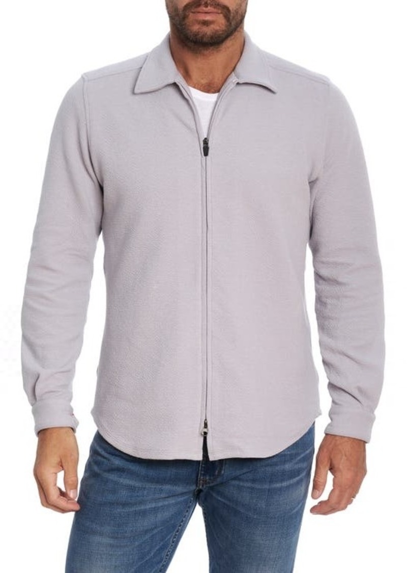 Robert Graham Roebuck Knit Shirt Jacket in Light Grey at Nordstrom