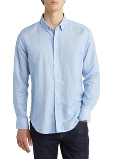 Robert Graham Sloan Mini Houndstooth Linen & Cotton Button-Up Shirt