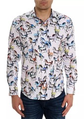 Robert Graham Thoroughbred Graphic Cotton-Blend Shirt