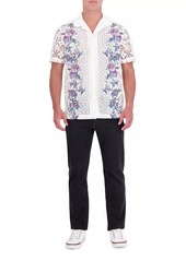 Robert Graham Vine Vista Le Floral-Embroidered Lace Camp Shirt