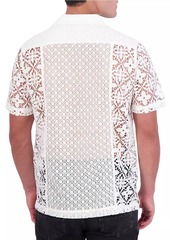 Robert Graham Vine Vista Le Floral-Embroidered Lace Camp Shirt