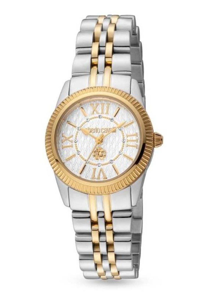 Roberto Cavalli 28MM Stainless Steel Crystal Bracelet Watch