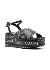 Roberto Cavalli 70mm logo-print wedge sandals