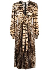 Roberto Cavalli animal-print knot-font midi dress