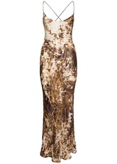 Roberto Cavalli Appaloosa Printed Satin Devoré Dress