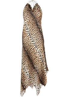 Roberto Cavalli asymmetric-hem cowl-neck silk dress