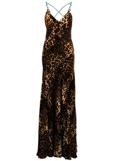 Roberto Cavalli crisscross back leopard print maxi dress