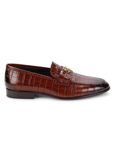 Roberto Cavalli Croc Embossed Leather Loafers