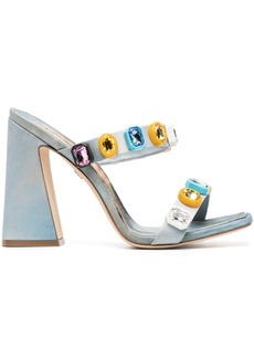 Roberto Cavalli crystal-embellished graphic-print sandals