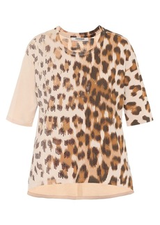 Roberto Cavalli Embellished leopard cotton T-shirt