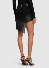 Roberto Cavalli Fringed Leather Mini Skirt