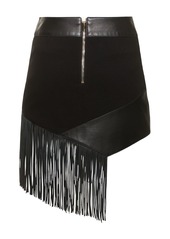 Roberto Cavalli Fringed Leather Mini Skirt